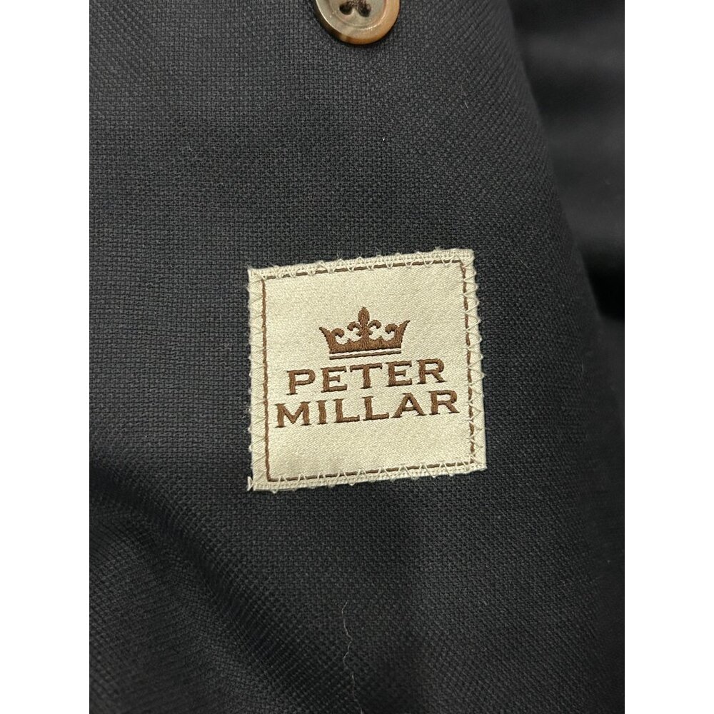 Peter Millar Mens Navy Wool Blazer Elbow Patches Button Closure Sz Large - Picture 6 of 9